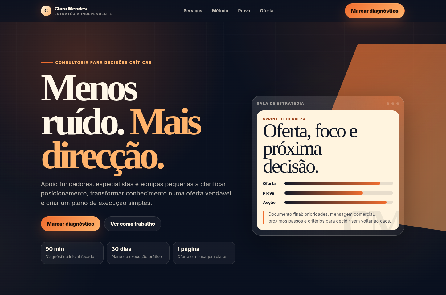 Pré-visualização do demo Consultor independente