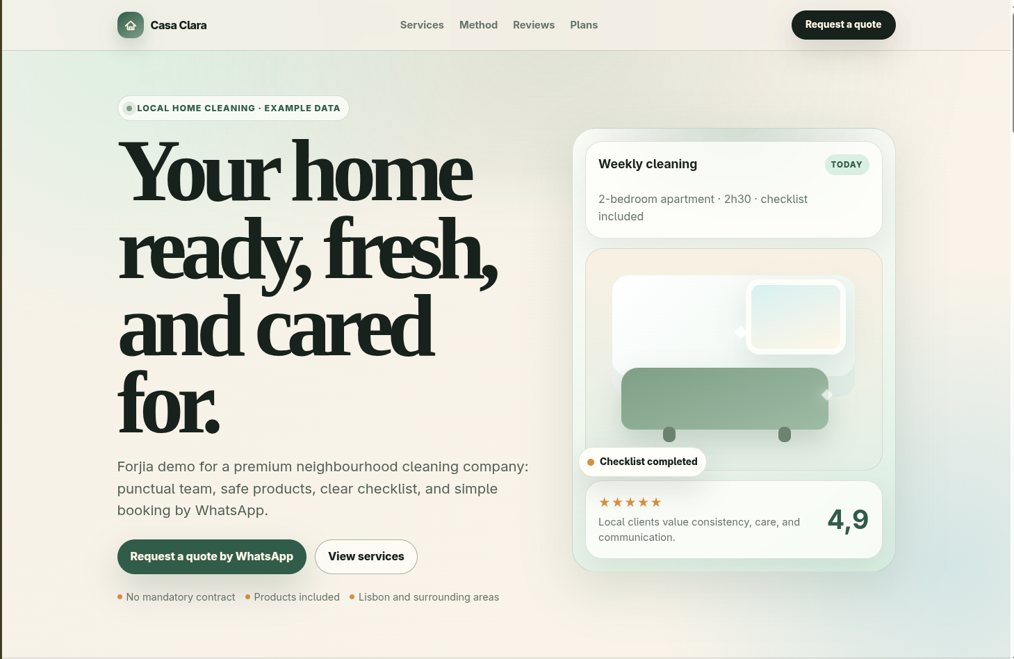 Preview of the Local service business demo